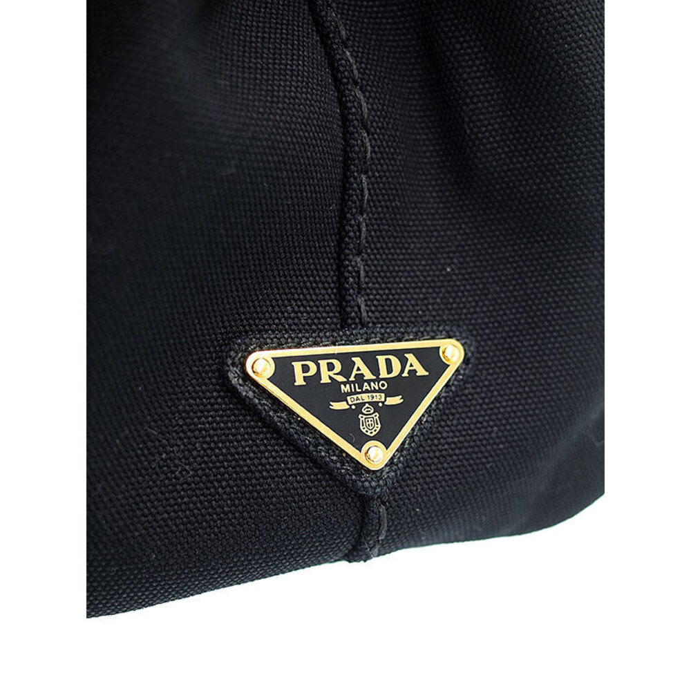 Prada Convertible Handle Bag Black Canapa Top Tote 2way Shoulder - Picture 6 of 9